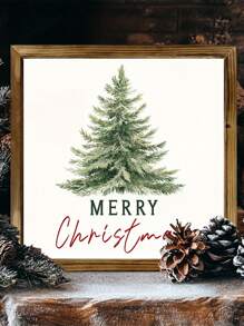 Khung gỗ mộc mạc "Giáng sinh vui vẻ" Nghệ thuật treo tường ngày lễ, Phong cách trang trại, Thích hợp cho hiên nhà, phòng khách, bàn làm việc và kệ trang trí tường, Quà tặng ngày lễ đa năng - Nhiều màu - Xem 5