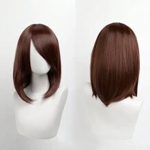 YEWELL 14英吋短波波頭假髮附瀏海，女性可直接佩戴，柔軟易造型合成纖維短直髮波波頭假髮，肩長，適合日常佩戴，通用角色扮演假髮，完美適用於萬聖節、聖誕活動、角色扮演和DIY派對服裝 - 彩色 - 查看 21