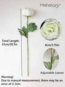 MEHELANY 5/2/1支 20.1英寸人造牡丹花，塑料花茎，白色复古牡丹人造花，丝绸仿真花束，适用于家居、餐桌、办公室、DIY婚礼派对中心装饰品、母亲节礼物 - 白色 - 查看 4
