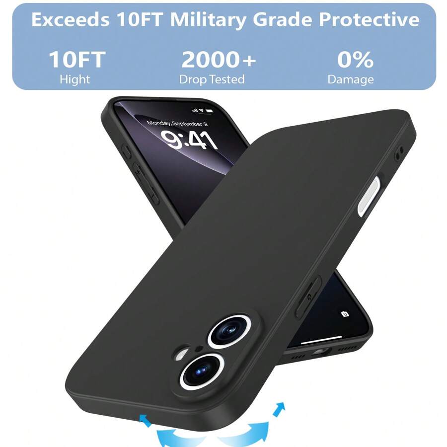 软手机壳适用于 Apple 11/12/13/14/15 Pro Max、S22/23/24+ UA04/A05/A14/A15/A24/A25/A34/A54S、OPPO、VIVO/Redmi Note 13 Pro/13C/A3、HONOR 70/90/X7/X8/X9/X6AB，采用 TPU 材质，全套手机后盖防水防震防摔防刮 - 黑色 - 查看 1