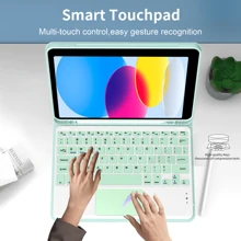 Etui z klawiaturą i uchwytem na długopis, odłączana i ładowalna klawiatura z panelem dotykowym (280 mAh) kompatybilna z Samsung Galaxy Tab / IPad / Redmi Pad Se, magnetyczna klawiatura Bluetooth (miętowa zieleń)