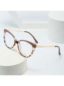 1 Piece Women Cat Eye Frame Glasses With Clear Lens Anti-Glare Blue Light Blocking Christmas - 彩色 - 查看 3