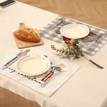 1pc/4pcs/6pcs Winter Christmas Decorative Placemats, Snowflake Reindeer Christmas Star Christmas Tree Bow Letter Linen Placemats, Dirt-Resistant Placemats, Suitable For Home, Restaurants And Cafes, Tabletop Decor, Home Supplies - Multicolor - View 2