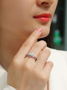1 pieza Anillo de promesa de plata de ley 925 con cubic zirconia brillante, diseño minimalista adecuado para hombres y mujeres, uso diario y de fiesta, joyería de alta calidad, regalo perfecto para familia, amigos y seres queridos