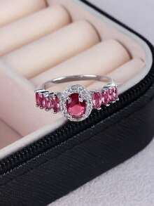 1 件奢华经典方晶锆石椭圆形戒指，圣诞节、周年纪念日送给女性的优雅礼物 - 0406 - 查看 23