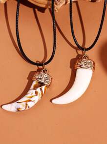 1pc Vintage Fashion Polyresin Wolf Fang Pendant Necklace Men's Jewelry