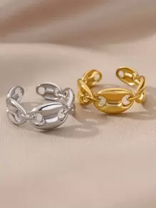 1 pieza Anillo ajustable en forma de nariz de cerdo de acero inoxidable para granos de café, talla 8, anillo de dedo creativo y de moda unisex