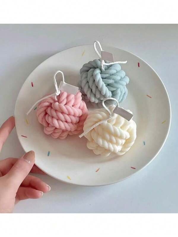 1 Set Christmas New 3D Thick Yarn Ball Candle Warmer, Faux Knitted Ball Minimalist Desktop Decor, DIY Mold, Mousse Silicone Mold