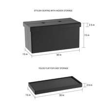 30-Inch Folding Storage Ottoman With Removable Bin - 黑色 - 查看 4