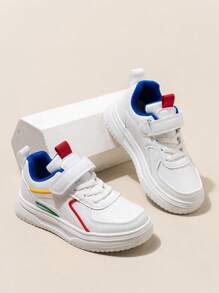 1 双儿童休闲轻便帆布运动鞋，男女通用儿童运动鞋，四季皆宜 - 白色 - 查看 3