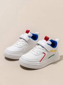 1 双儿童休闲轻便帆布运动鞋，男女通用儿童运动鞋，四季皆宜 - 白色 - 查看 4