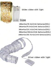 1 dây đèn LED ruy băng Giáng sinh dài 1m, trang trí cây thông Noel ruy băng đôi màu vàng/bạc, quà tặng mặt dây chuyền cây thông Noel, dây đèn ruy băng trang trí lò sưởi cầu thang trong nhà ngoài trời, đồ dùng thiết yếu cho Giáng sinh, quà tặng Giáng sinh, - Nhiều màu - Xem 12