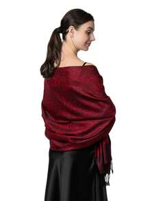 1 pièce Châle décoratif à franges, châles classiques rétro élégants pour femmes, écharpe jacquard polyvalente et décontractée, convenant aux accessoires Abaya pour le port extérieur
