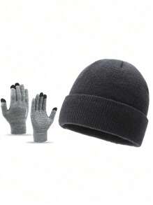 Winter Hat For Men, Warm Knitted Cap With Neck Warmer, Thickened Thermal Lined Beanie And Scarf Set For Cycling Fall Outfit - Navy Blue - View 16