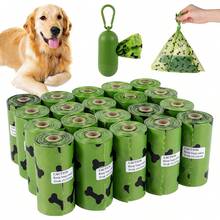 1/5/10/20 卷狗屎袋宠物狗用品适用于狗 1 件绿色可调节分配器，超厚超强，100% 防漏，垃圾袋（1 卷 15 个袋子） - 彩色 - 查看 1