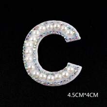 1 pièce 26 pièces autocollant en tissu avec alphabet de perles avec dos adhésif, livraison aléatoire, autocollant de décoration DIY avec perle, autocollant en tissu de lettre