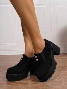 Giày bệt đế thấp chống trượt thoải mái cho nữ, màu đen, dành cho mùa thu/đông - màu đen - Xem 2