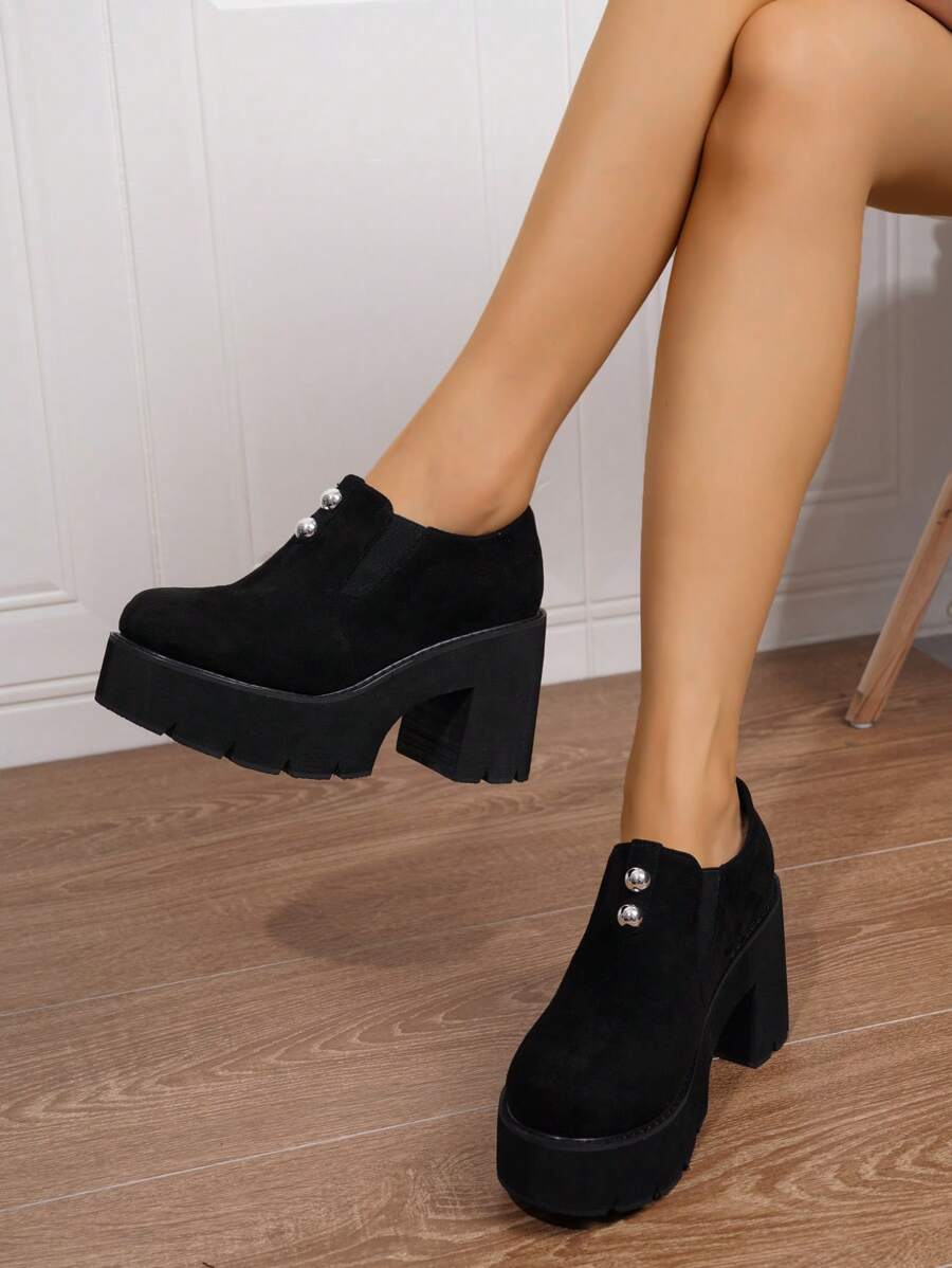 Giày bệt đế thấp chống trượt thoải mái cho nữ, màu đen, dành cho mùa thu/đông - màu đen - Xem 1