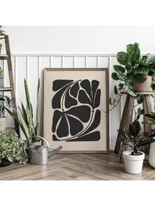 1pc Mid Century Neutral Beige Black Abstract Plant Botanical Flower Poster In Canvas Tranh Tường Hình Ảnh Cho Phòng Trang Trí Nội Thất Không Có Khung - Nhiều màu - Xem 5
