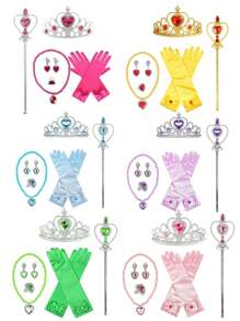 1set Kids Heart Crown, Wand, Gloves, Chain, Princess Dress Up Prop For Role Play Party, Ice Princess Costume