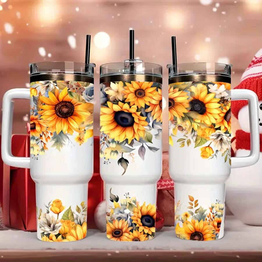 2 piezas Pegatinas de transferencia UV DTF con diseño floral para vasos Libbey de 40oz - Resistentes al agua y a los arañazos, Kit de decoración DIY para jarras, tazas de café y talla grande - Material de PVC (Vasos no incluidos)
