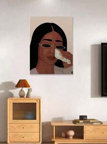 1pc Frame Canvas Poster Woman Portrait Art,Funny Girl Money Art, Girl With Cash, Female Empowerment Print, Boho Art Wall Art For Living Room, Wall Decor For Bedroom, Home Decor Room Decor - Ready To Hang - 彩色 - 查看 4