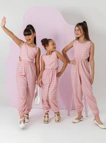 Isa Pink Printed Jumpsuit For Children And Youth, Girls' Clothing, Sizes 4, 6, 8, 10, 12, 14, Fresh And Light - Nhiều màu - Xem 4