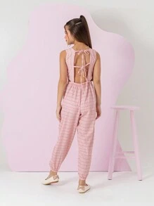 Isa Pink Printed Jumpsuit For Children And Youth, Girls' Clothing, Sizes 4, 6, 8, 10, 12, 14, Fresh And Light - Nhiều màu - Xem 3