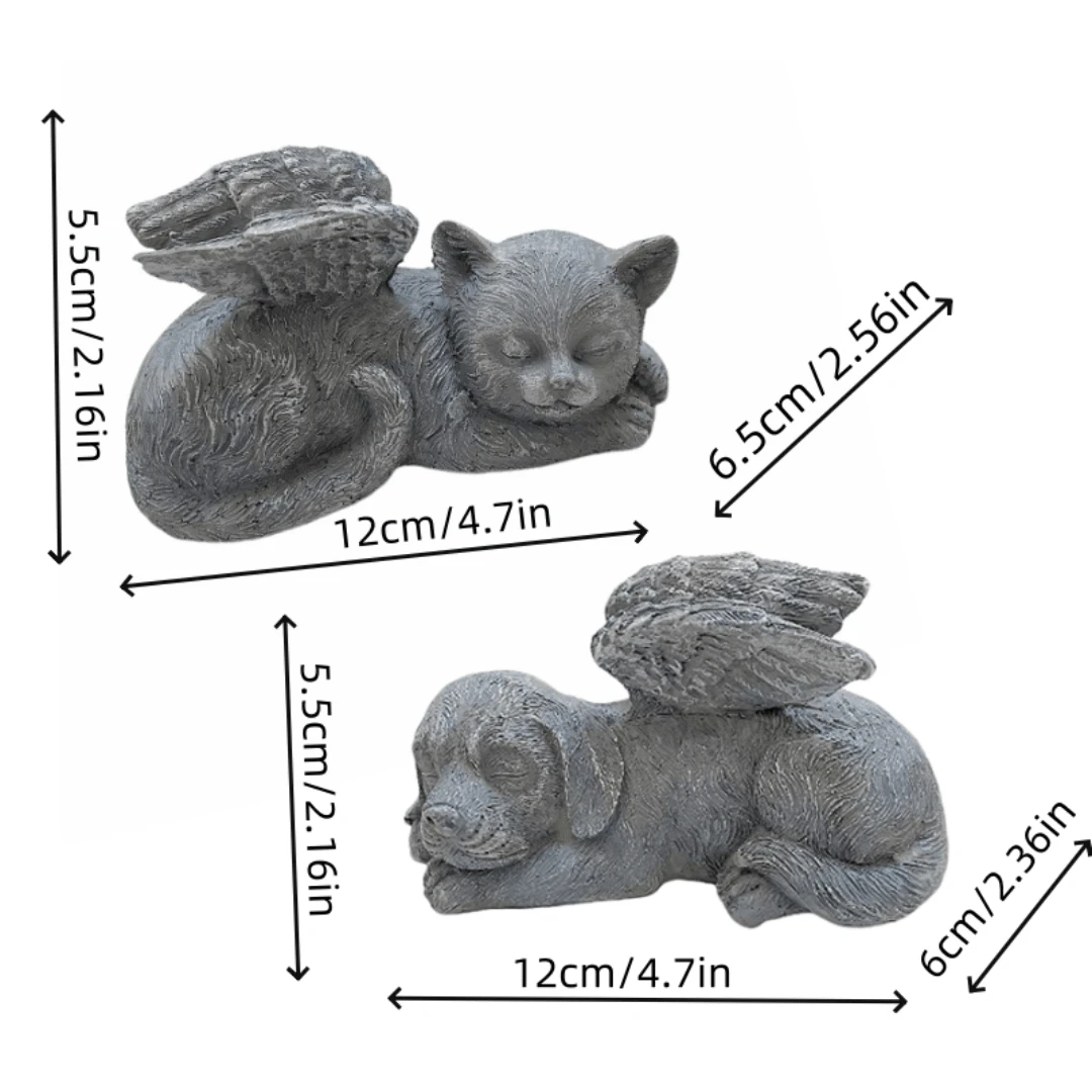 Resin Angel Cat Dog Memorial Statue, ABS Winged Sculpture, Heartfelt
