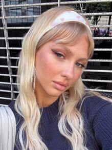 1件装女士休闲可爱街头风蝴蝶结爱心格纹印花发带，涤纶材质，用途广泛，适合日常佩戴、海滩度假、假日出行，可作头巾、发带、吸汗带、发箍等，是秋冬季女士度假装扮的理想发饰，优雅围巾，柔软舒适。 - 彩色 - 查看 4