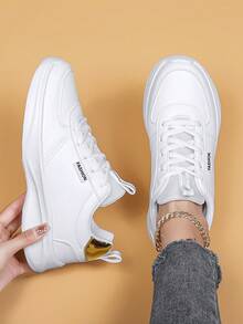 Giày thể thao chạy bộ chống trượt chống thấm nước bằng da dành cho nữ, giày thể thao thường ngày nhẹ, đa năng - trắng - Xem 2