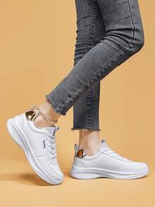 Giày thể thao chạy bộ chống trượt chống thấm nước bằng da dành cho nữ, giày thể thao thường ngày nhẹ, đa năng - trắng - Xem 5