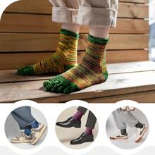 5 Pairs Toe Socks Mens Five Finger Striped Sock Running Athletic Cotton Ankle Sox
