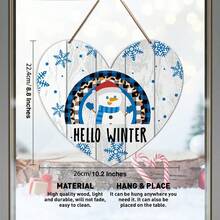 你好冬天墙门标志装饰，圣诞雪人雪花水牛格子彩虹装饰适用于家庭门廊前门客厅厨房圣诞节冬季假期木牌挂墙装饰标志 - 彩色 - 查看 5