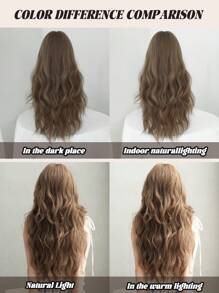 NAMM 浅棕色假发，带刘海，女士蓬松长波浪卷发合成假发，自然外观，高密度耐热纤维假发，适合女士日常派对初学者使用 26 英寸 - Light Brown - 查看 6