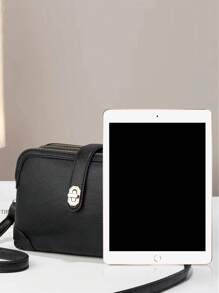 PLNAEE Black Wallet Essential For Autumn/Winter, Patchwork New Design Multi-Layer Pebble Grain Minimalist Soft Leather Fashion Multi-Function Shoulder Crossbody Square Bag, Middle-Aged Multi-Layer Mom Bag Handbag Shoulder Bag - Black - View 3