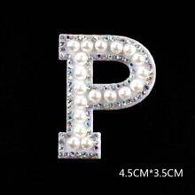 1 pièce 26 pièces autocollant en tissu avec alphabet de perles avec dos adhésif, livraison aléatoire, autocollant de décoration DIY avec perle, autocollant en tissu de lettre