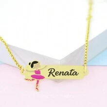 Pulseira Feminina Personalizada Bailarina Nome Renata Banhada Ouro 18K - 999015457