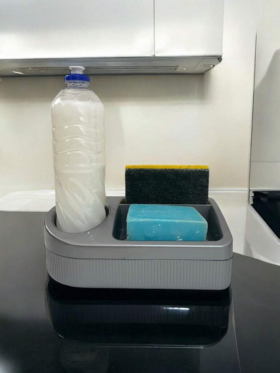 Soap And Sponge Detergent Holder With Base - Gris - Ver 1
