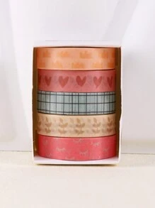 5 卷/盒 Love Color Aesthetics Washi 胶带套装，优质、有趣且用途广泛的贴纸材料 - 完美超值套装，适用于创意项目、剪贴簿用品、文具、日记用品、遮蔽胶带 - 彩色 - 查看 7