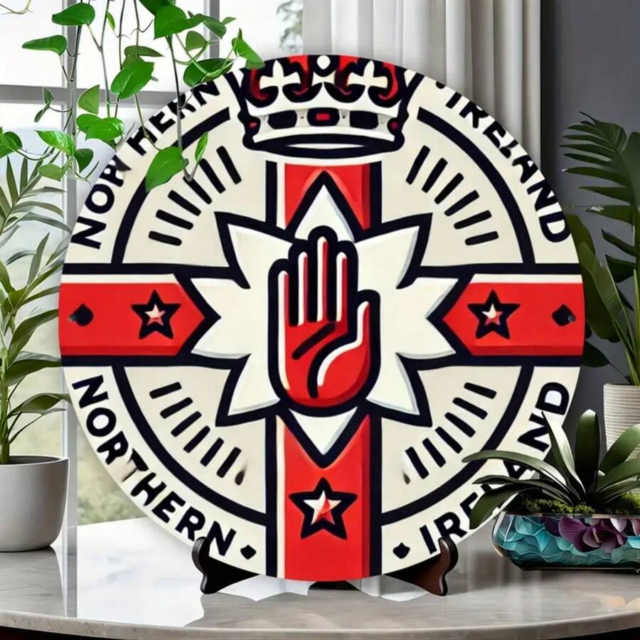 8 英寸 X 8 英寸圆形金属墙饰 - 耐用的金属标牌，适用于家庭和办公室装饰，适用于家庭、酒吧、咖啡厅和车库装饰，耐用的金属墙饰装饰，随机孔位置样式 - 彩色 - 查看 1