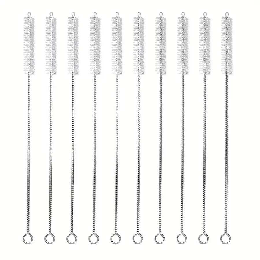 5/10 件不锈钢奶瓶刷，可重复使用吸管清洁刷，婴儿奶瓶刷 - 餐厅用软毛不锈钢奶瓶刷