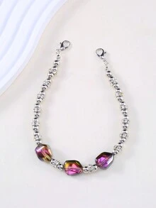 1 件串珠不对称玻璃珠帽子装饰链（不含帽子） - 彩色 - 查看 3