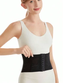 1pc, Outdoor Sports Fitness Women's Plastic Belt, Adjustable Buckle Plastic Belt, Waist Protection Belt, Abdominal Plastic Belt - Black - View 3