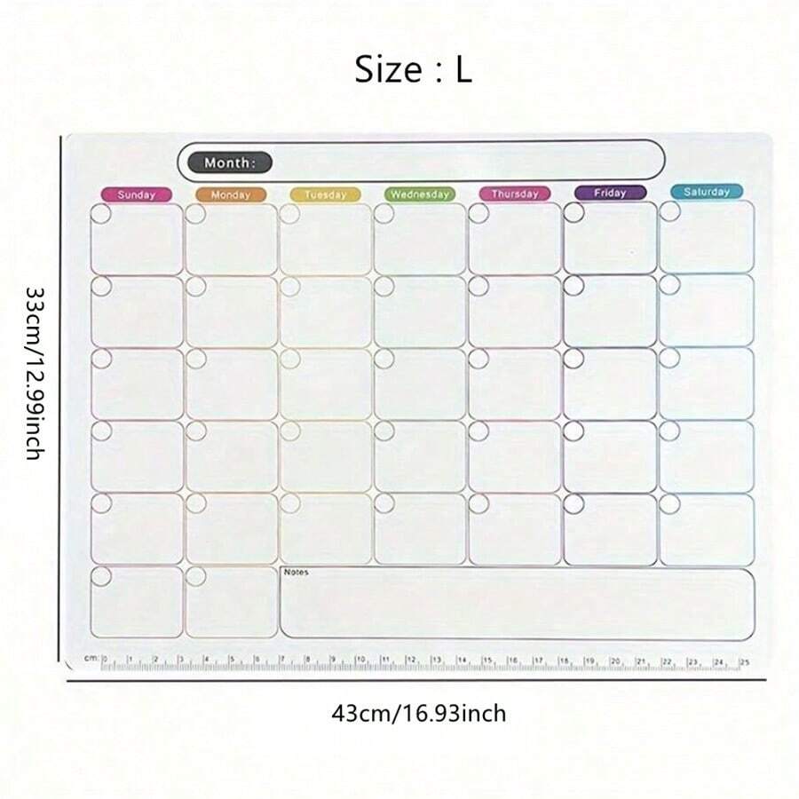 Erasable Monthly And Weekly Schedule Calendar Sticker Flexible