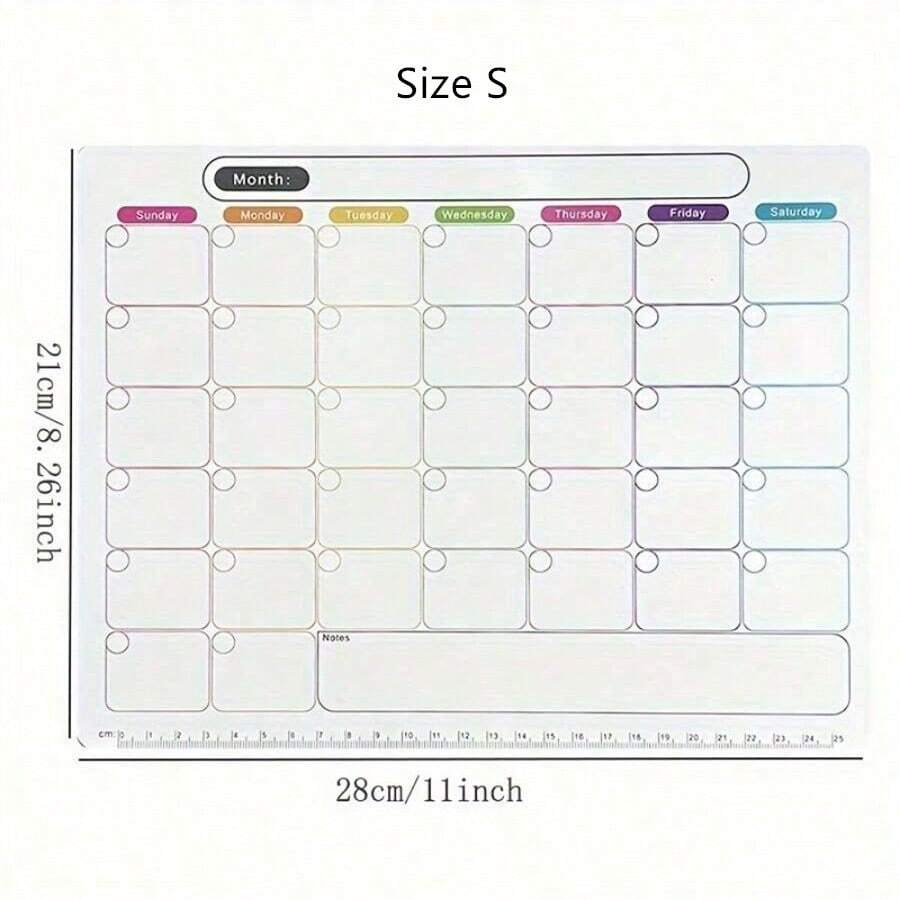 Erasable Monthly And Weekly Schedule Calendar Sticker Flexible