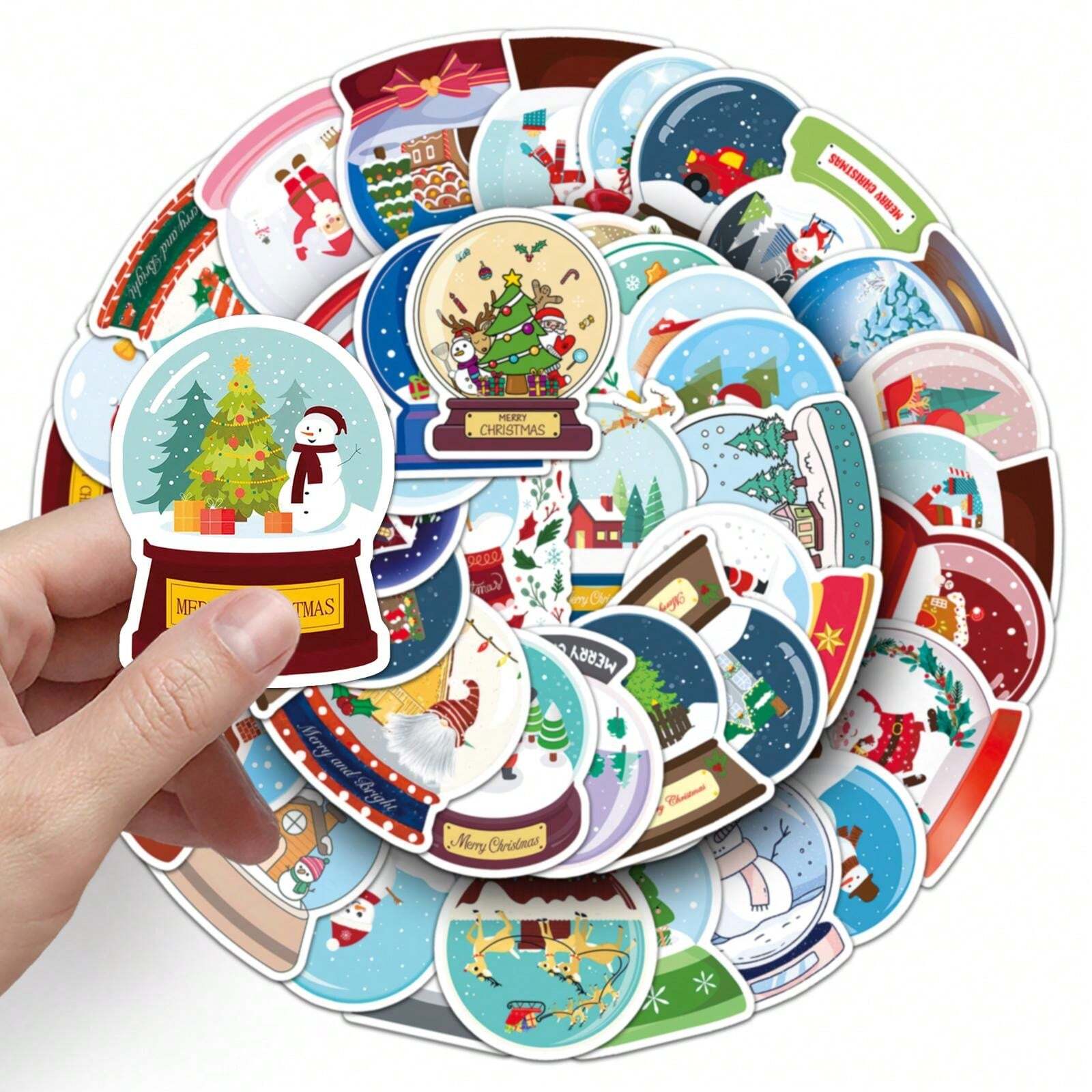 50Pcs Christmas Crystal Ball Stickers Vinyl Stickers Scrapbook