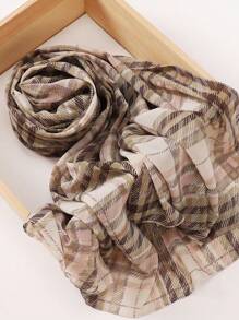 1pc Classic Plaid Print Hijab Scarf - Multicolor - View 8
