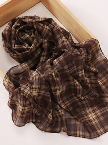 1pc Classic Plaid Print Hijab Scarf - Multicolor - View 6