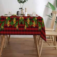 1pc Rectangular Polyester Christmas Holiday Plaid Tablecloth - Durable, Easy To Clean, Machine Made Table Cover For Indoor/Outdoor Parties, Picnics, Home Decor - Multicolor - View 10
